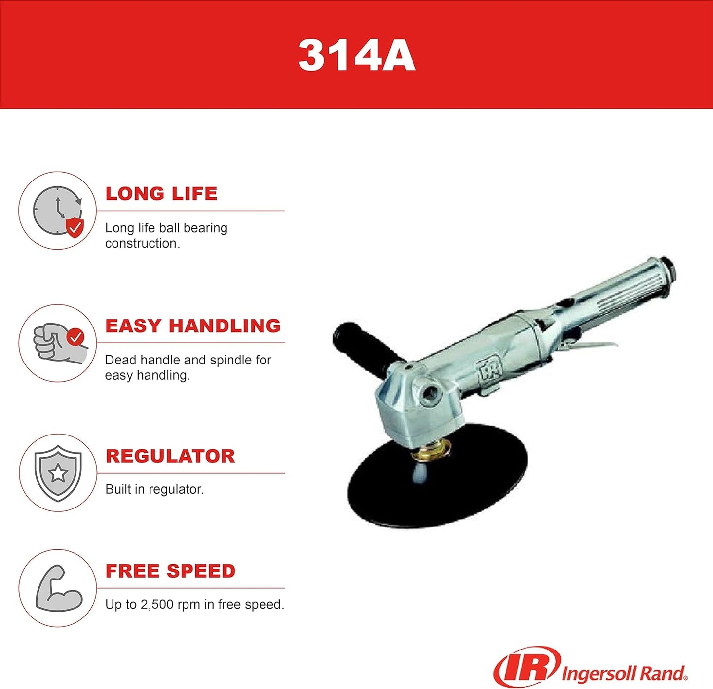 Ingersoll Rand 314A 7-inch Polisher & Buffer, Composite Pad, 2500 RPM, 0.4 HP